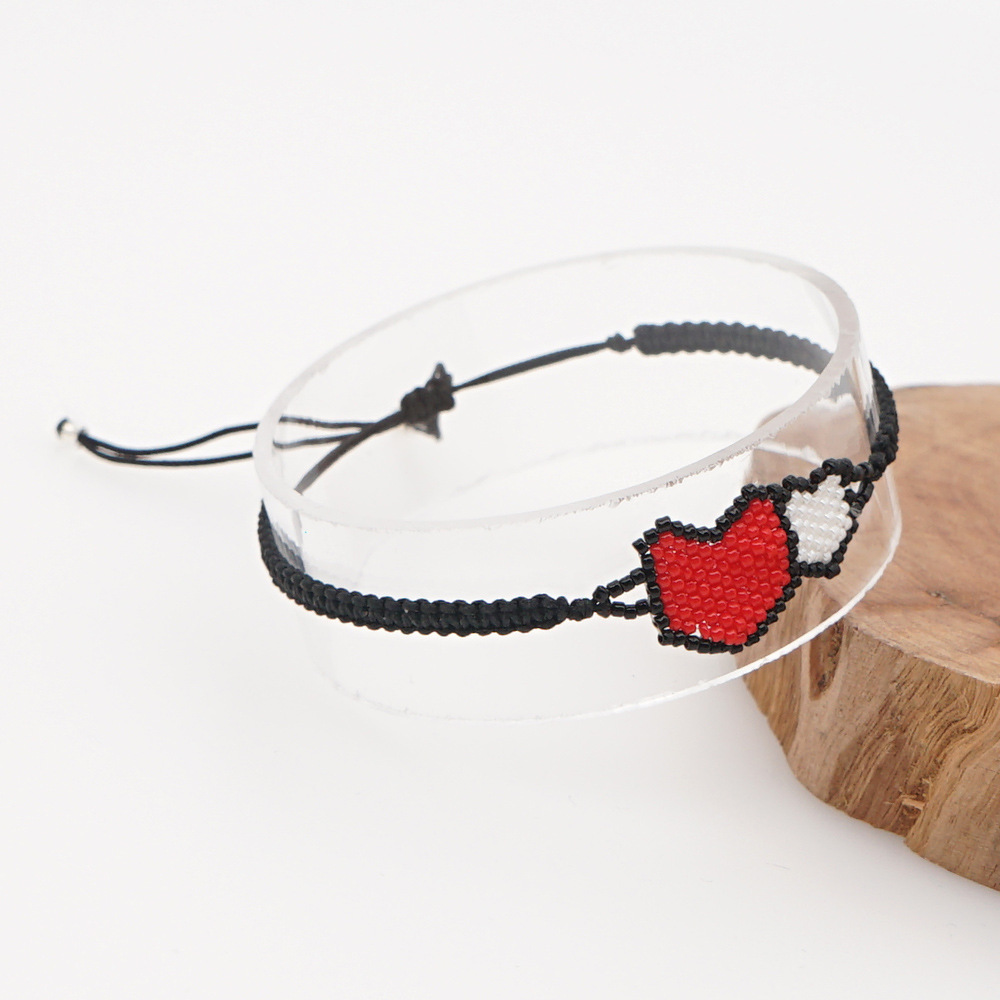 跨境货源欧美时尚波西米亚异域风情mgb米珠手工编制爱心串珠手链