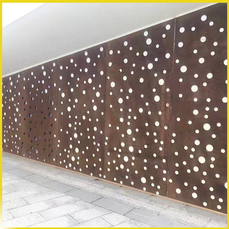 厂家定制室内墙面装饰古铜色冲孔铝单板大小孔造型穿孔铝板