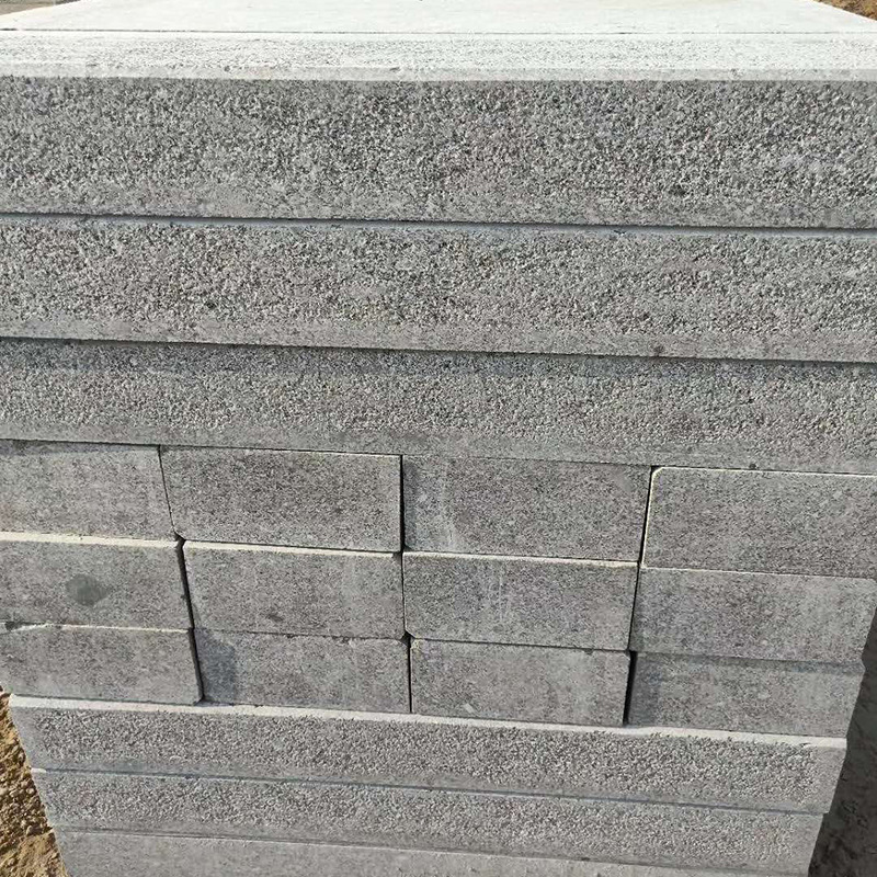 五莲花路沿石 五莲花石材 火烧面大理石 路缘石 平立石图片