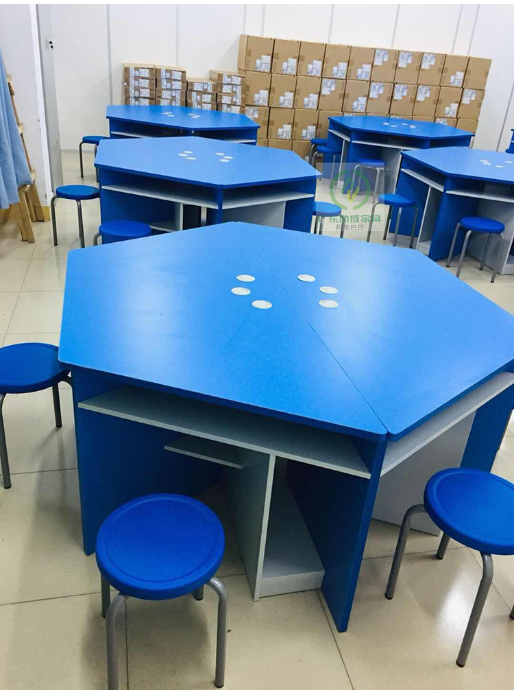 六边形电脑桌阅读桌板式六角桌学生试验台课桌机房五角桌五边形桌