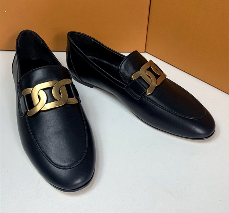 20外贸新款苏茵茵 葡萄妈复古金扣真皮一脚蹬懒人乐福鞋女小皮鞋