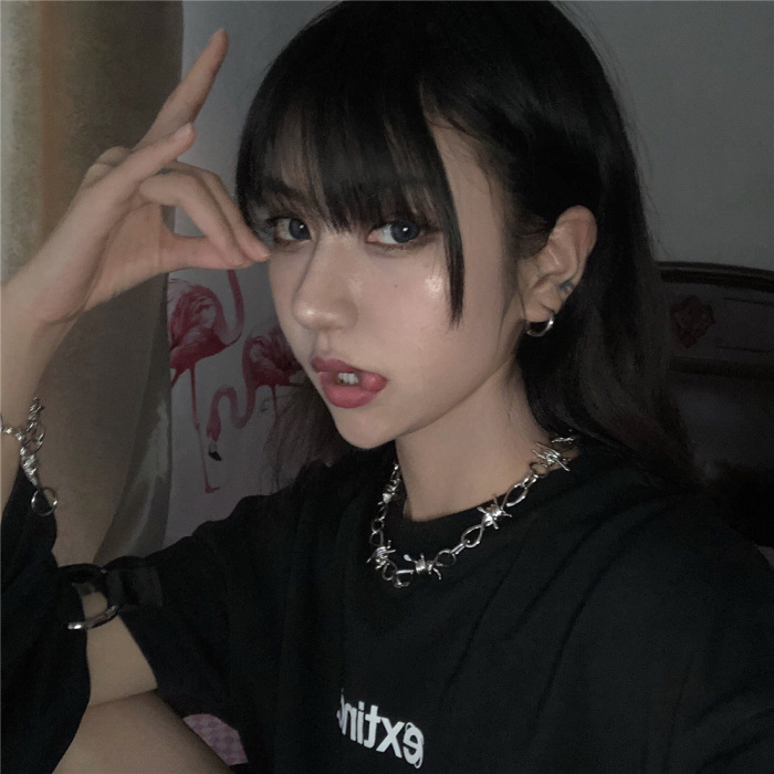 日韩街舞嘻哈土酷hippop潮流暗黑少女哥特风荆棘项链手链裤链批发