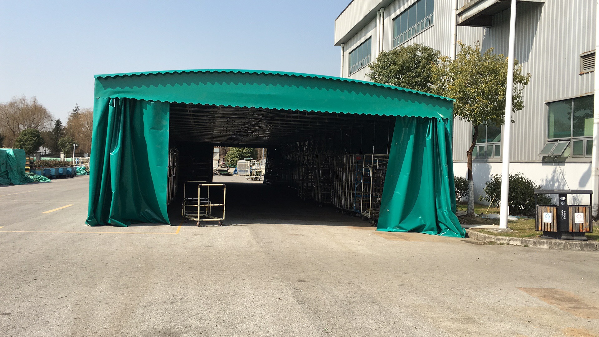 定制伸缩推拉式雨棚户外移动大型仓库折叠帐篷工地收缩活动遮阳蓬