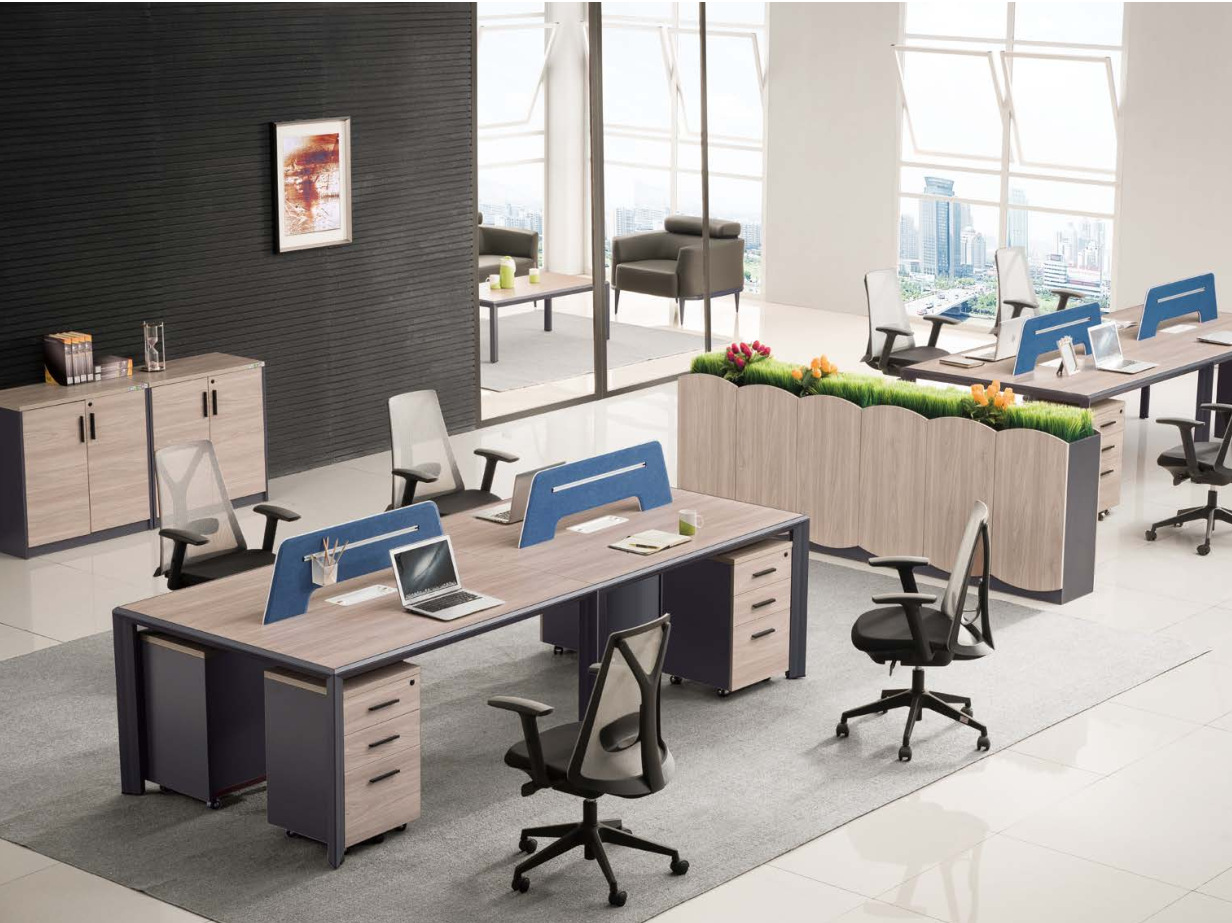 简约风格全板式清爽实惠型办公家具组合员工位职员桌宁波定制办公