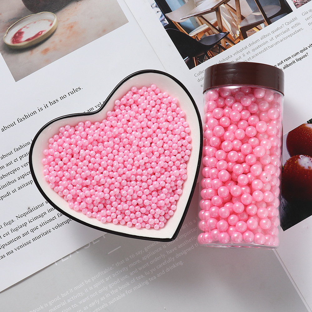 粉色珍珠糖批发定制 一件代发diy烘焙蛋糕装饰彩糖珠