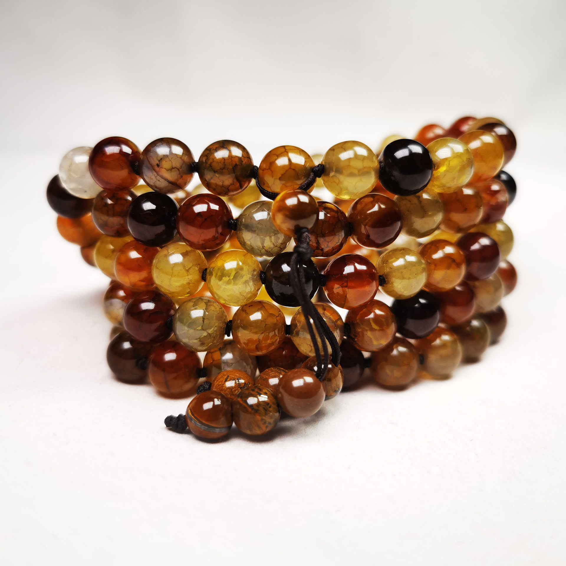 【爆款】冰裂玛瑙石项链108颗0.8cm1.0cm矿玉石佛珠手串时尚饰品