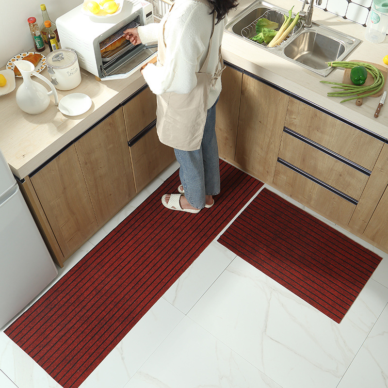 Seven Stripes Kitchen Floor Mat Doorway Entrance Household PVC Non-Slip and Oilproof Waterproof Carpet Household Absorbent Floor Mat