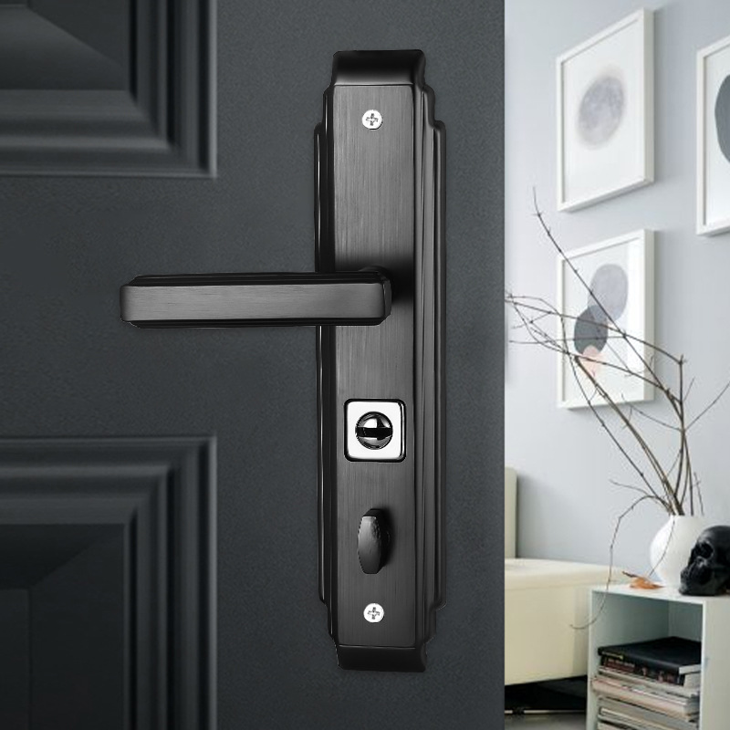 防盗门锁不锈钢面板锁简约纳米黑卡门铸铝门铜门通用zs-12门锁