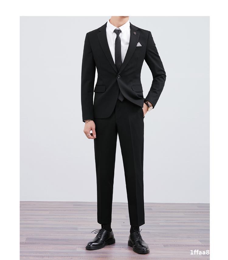 新郎男休闲男士礼服正装婚礼韩版修身两件套西服套装潮流西装伴郎