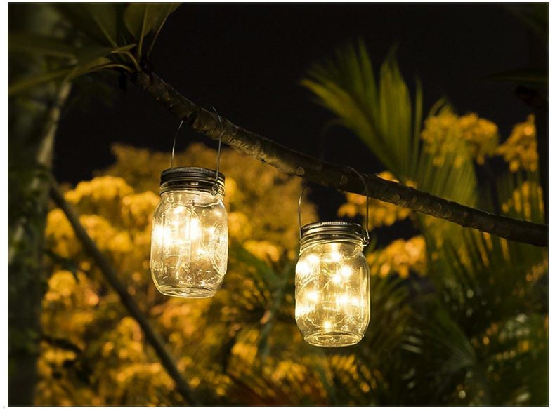 美式太阳能梅森瓶灯led星星灯萤火虫灯小彩灯串灯满天星户外防水