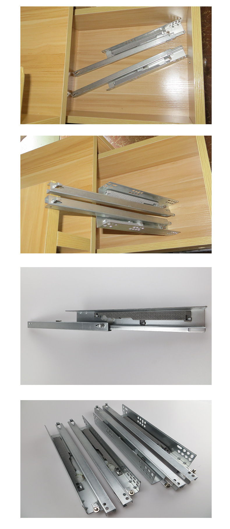 隐藏式抽屉滑轨 二节滑轨 衣柜橱柜抽屉静音滑轨 现代简约镀锌板
