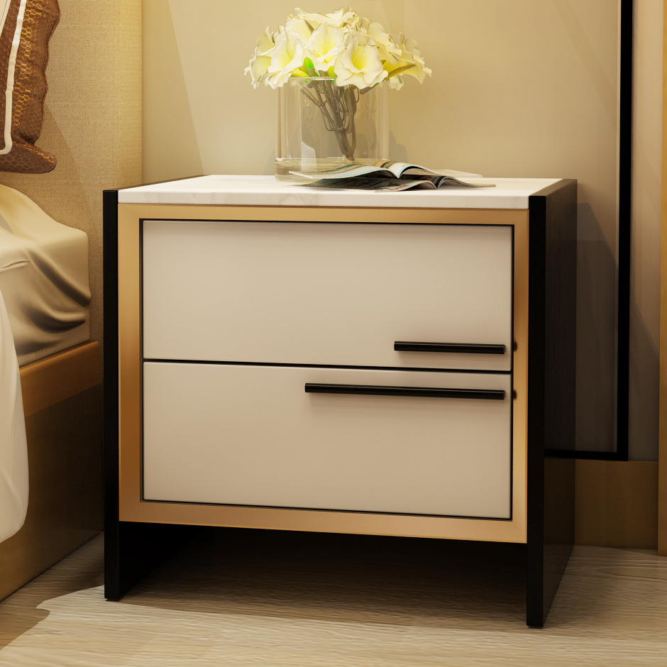 轻奢床头柜现代卧室时尚简约大气上档次板式床边柜可整装收纳柜
