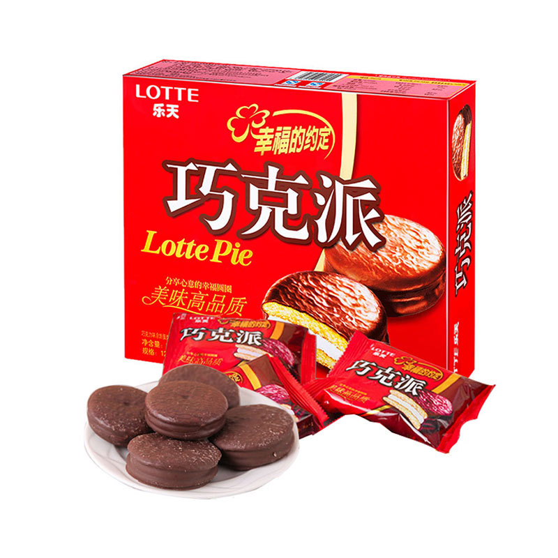 韩国原装进口乐天巧克力派办公室下午茶休闲零食336g一件代发
