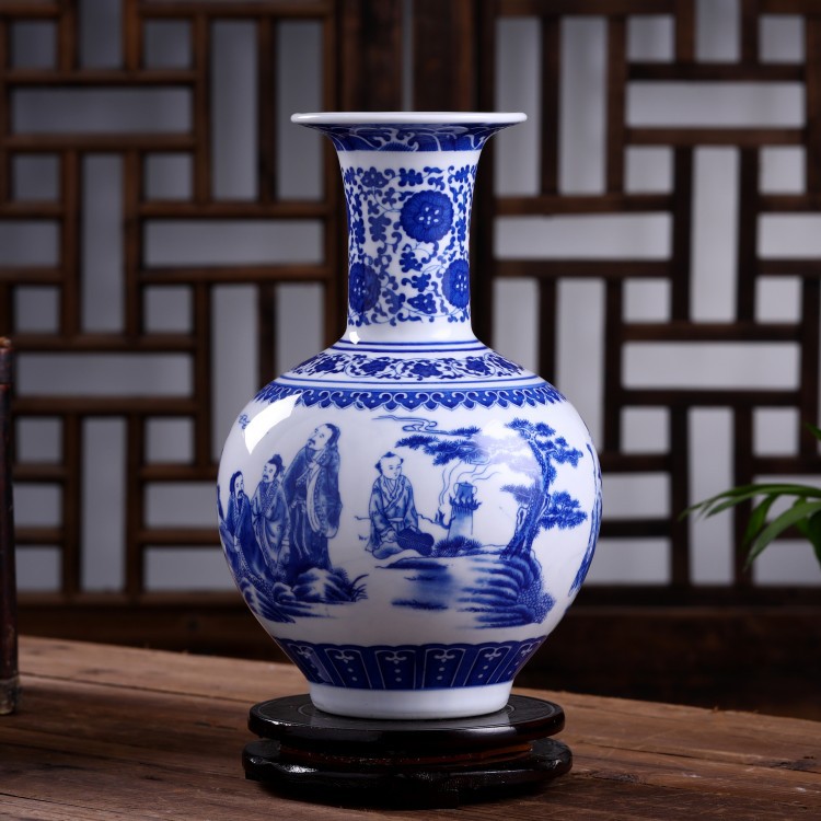 景德镇陶瓷仿古青花瓷花瓶花插现代中式家居客厅装饰工艺品批发