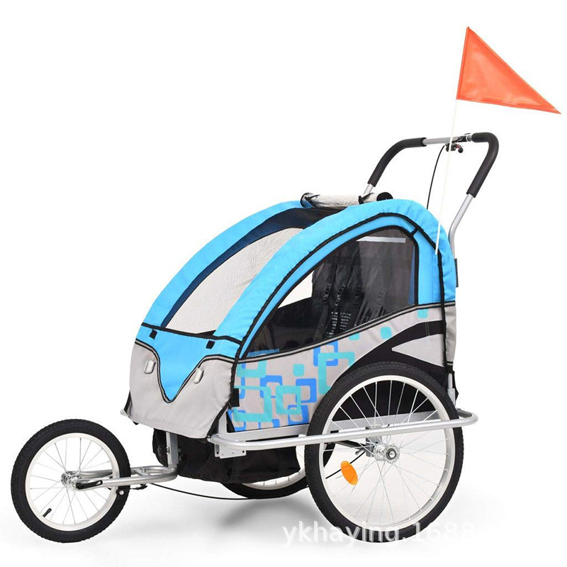 Cross-Border Multi-Functional Parent-Child Outdoor Children's Bicycle Trailer Wholesale Foldable Double Baby Baby Stroller