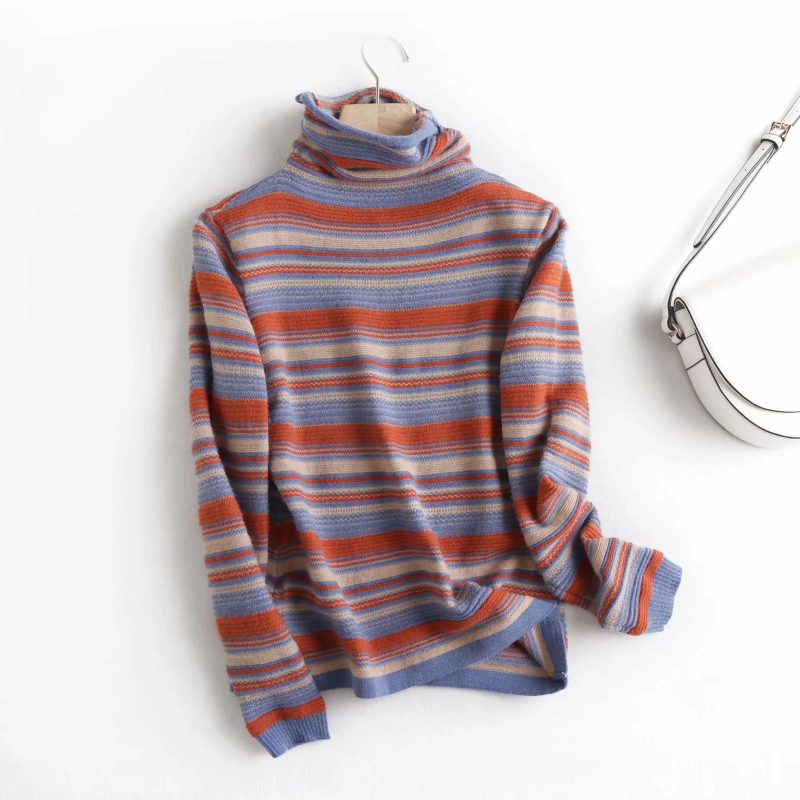 q53049-新款堆堆领彩条毛衣-dd-353-201012