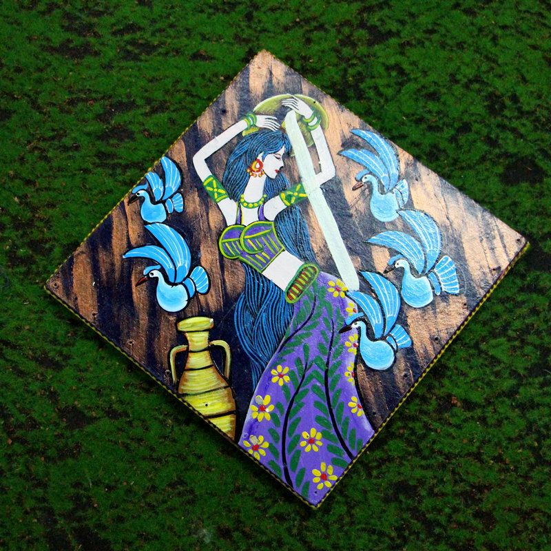 云南民族工艺品手工木板画彩色手绘画装饰品挂画家居酒吧点缀壁画