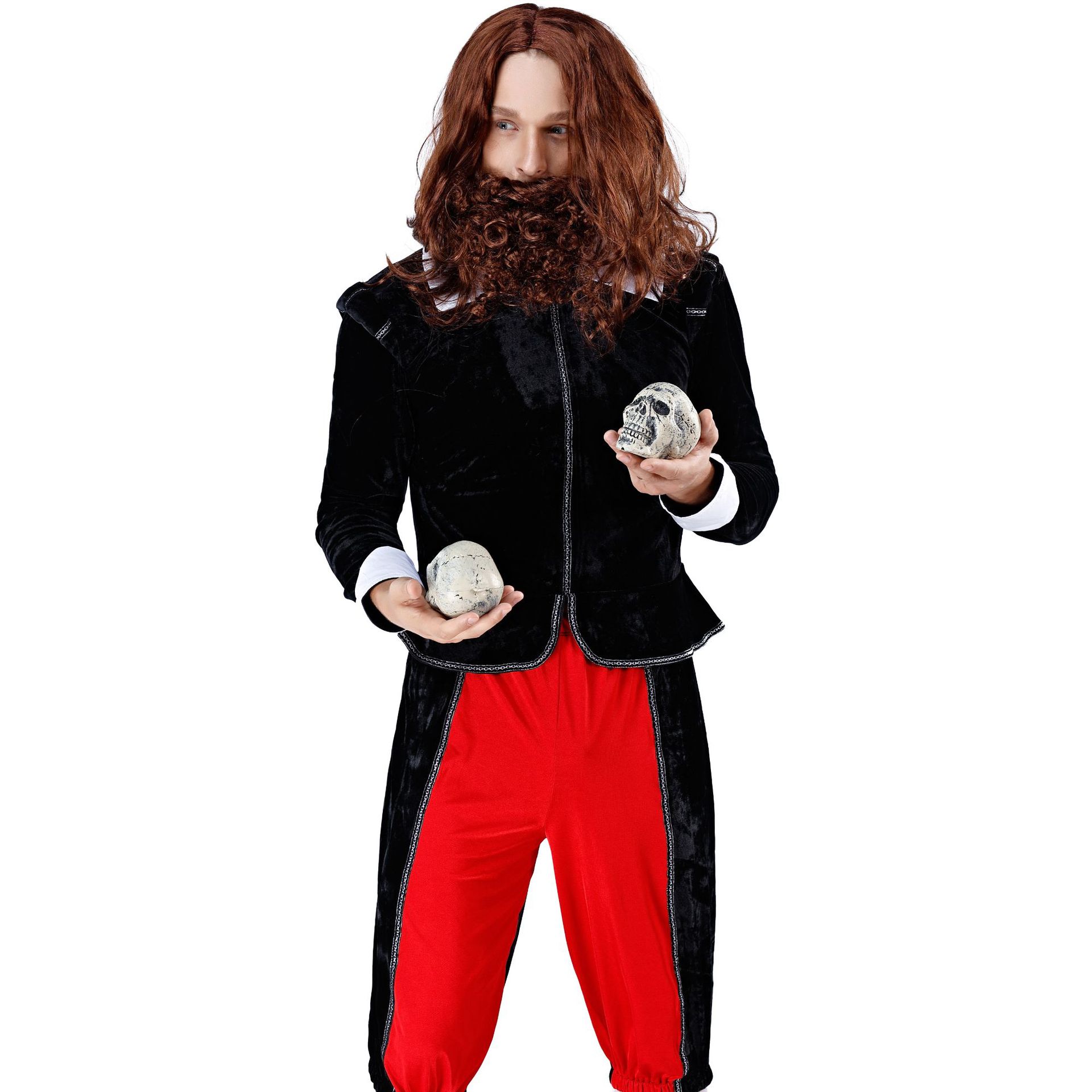 万圣节 成人 男 黑红吸血鬼死神驱魔人疯狂老头舞会派对演出服装