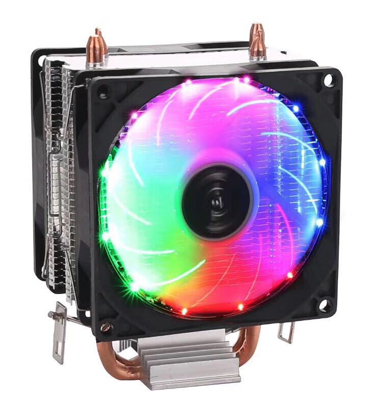 烈焰战舰双风扇cpu散热风扇 双铜管强劲散热多平台电脑主机散热器