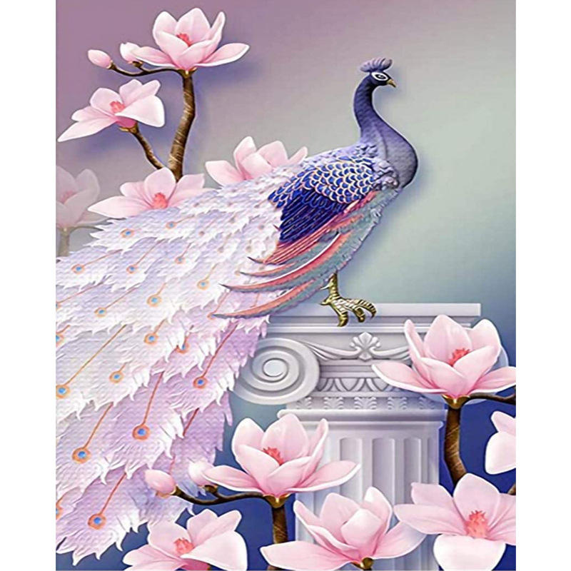 厂家供应外贸白孔雀钻石画动物5d满钻diy钻石画定制定做方钻