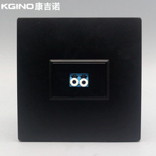 光纤插座电脑网线双模LC光钎模块面板单口光钎法兰盘插座黑色86型