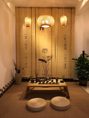 竹子卷帘禅意卷帘拉绳挂帘窗帘挂画平方米隔断茶室背景瑜伽 禅修