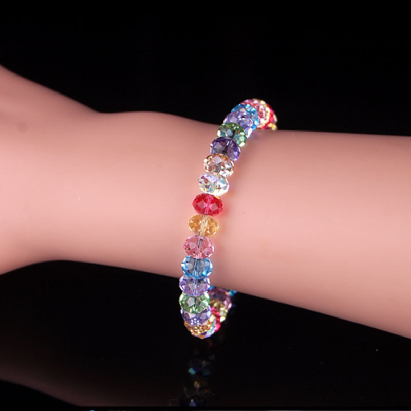甜美七彩手链女仿水晶首饰韩国饰品闺蜜礼物简约厂家直销