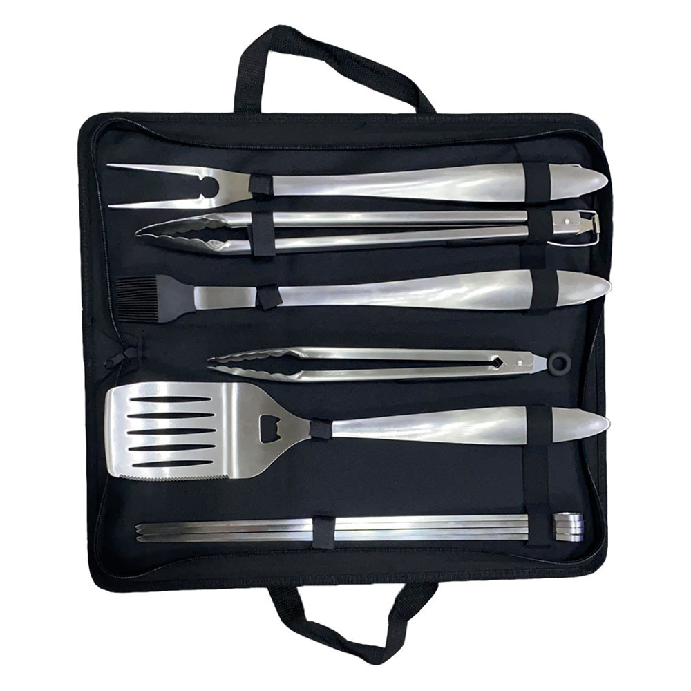 亚马逊直供烧烤工具bbq烧烤套装不锈钢烧烤六件套橡胶手柄套装