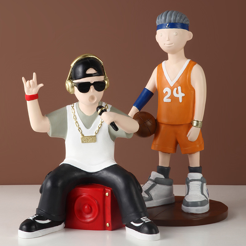 Creative Basketball Boy Figure Doll Decoration Resin Cartoon Doll Table Decoration Fun Birthday Gift