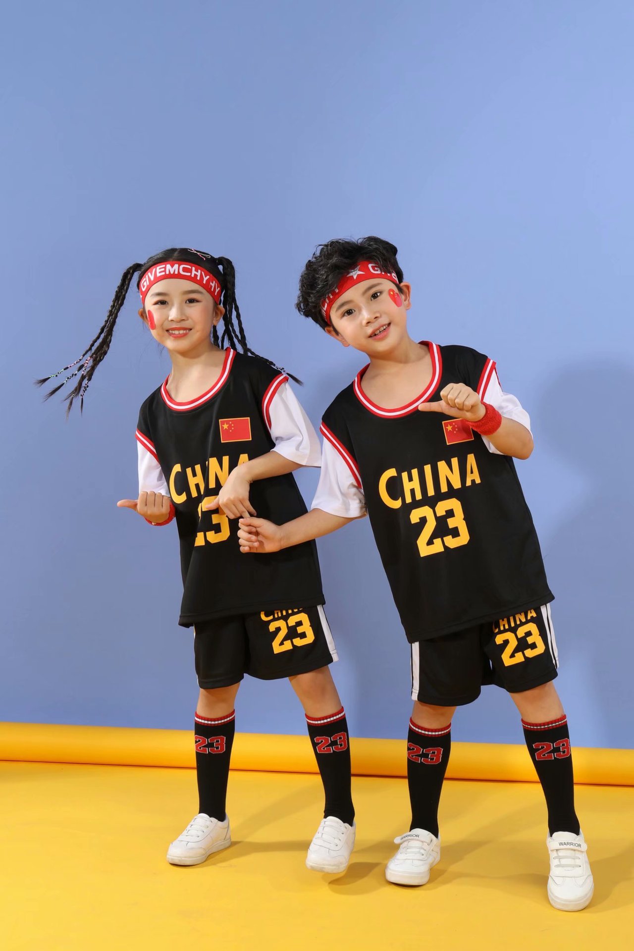 中国队假两件童装23号童装篮球服幼儿园表演服比赛服套装