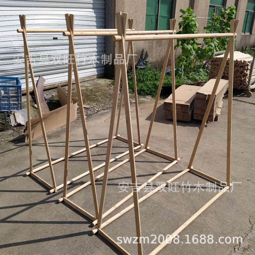 多功能可拆卸户内户外落地式竹制晒衣架 衣帽架 防腐环保经久耐用