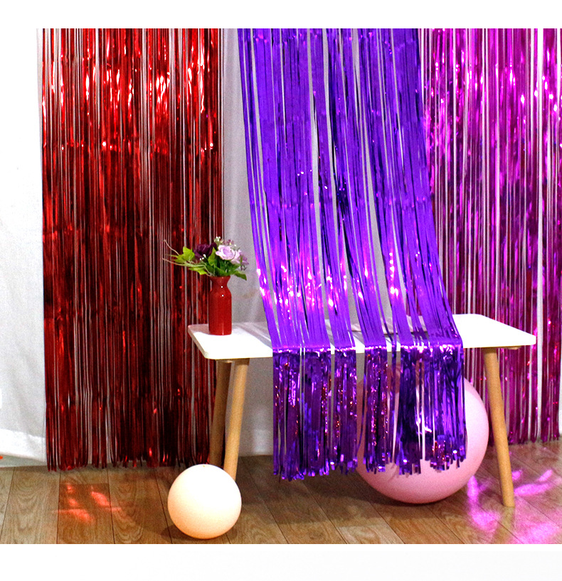 加厚炫彩色流苏雨丝帘儿童生日派对宝宝周岁背景墙彩条装饰用布置