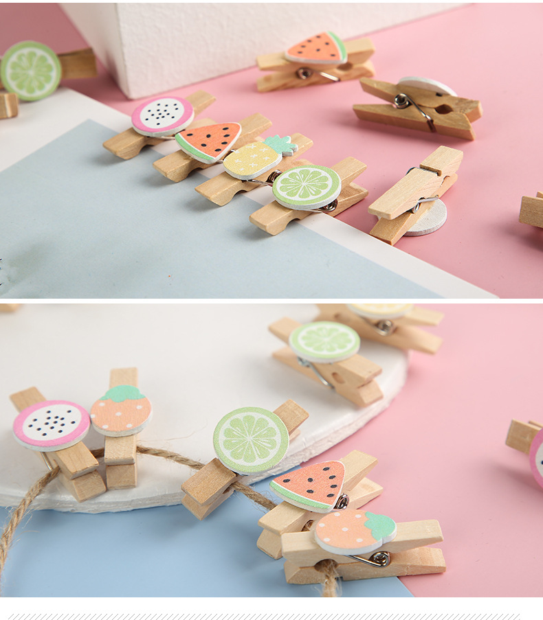 彩色木夹子木质礼品小木夹工艺品装饰便签夹水果动物装饰diy