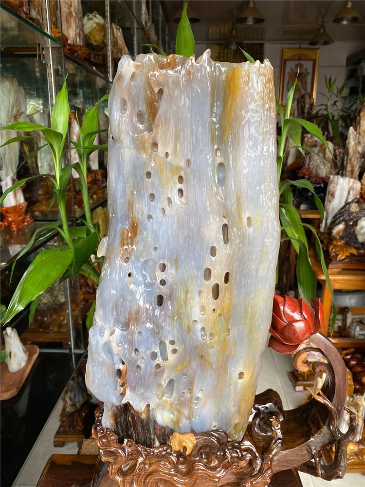 德柏高冰树化玉原石摆件硅化木天然树化石酒店会所大型奇石木化玉