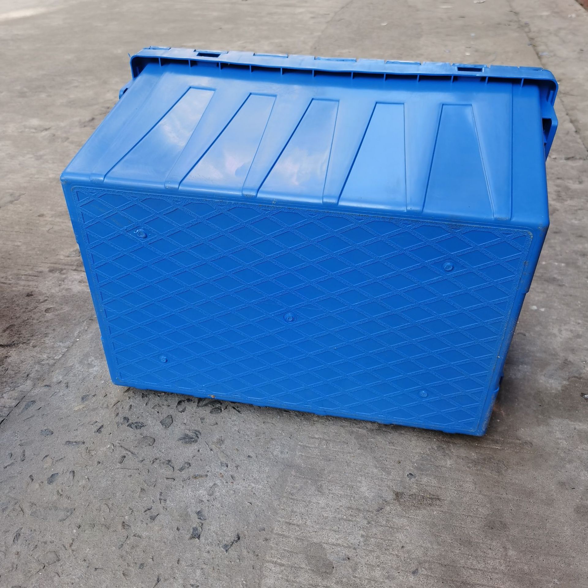 塑料错位箱 蓝色套叠塑料箱 560*380*330连盖箱翻盖 苏州塑料箱