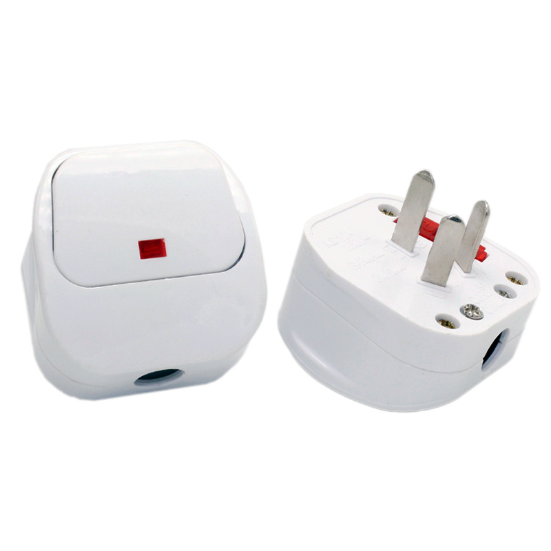 国标接线插头 三扁脚带开关带 保险丝 装配式插头10a250v gw7102