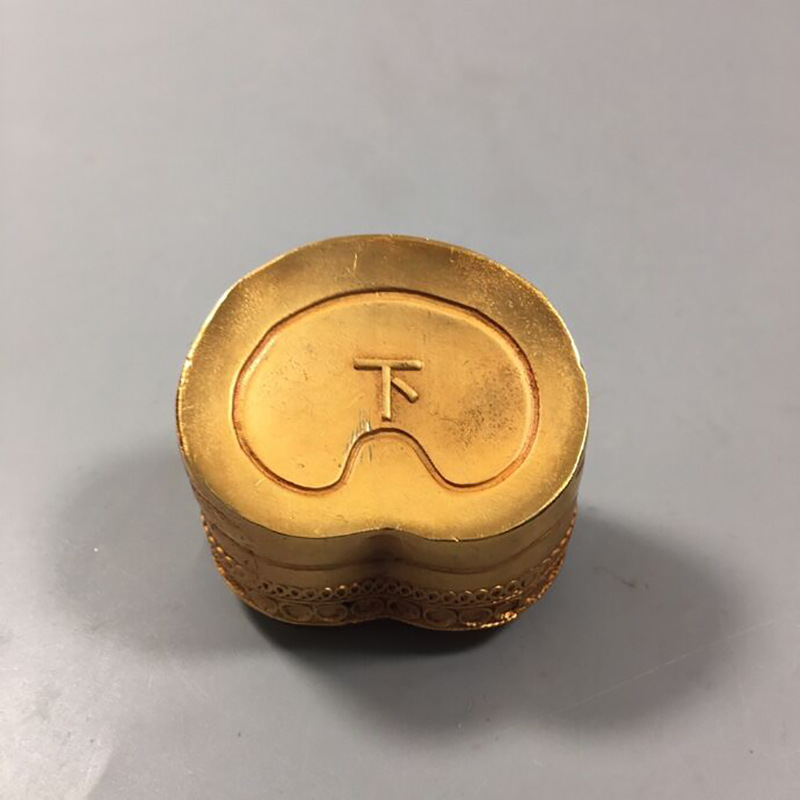 仿古镀金工艺金元宝马蹄金锭下摆件古玩杂项元宝摆件收藏工艺品