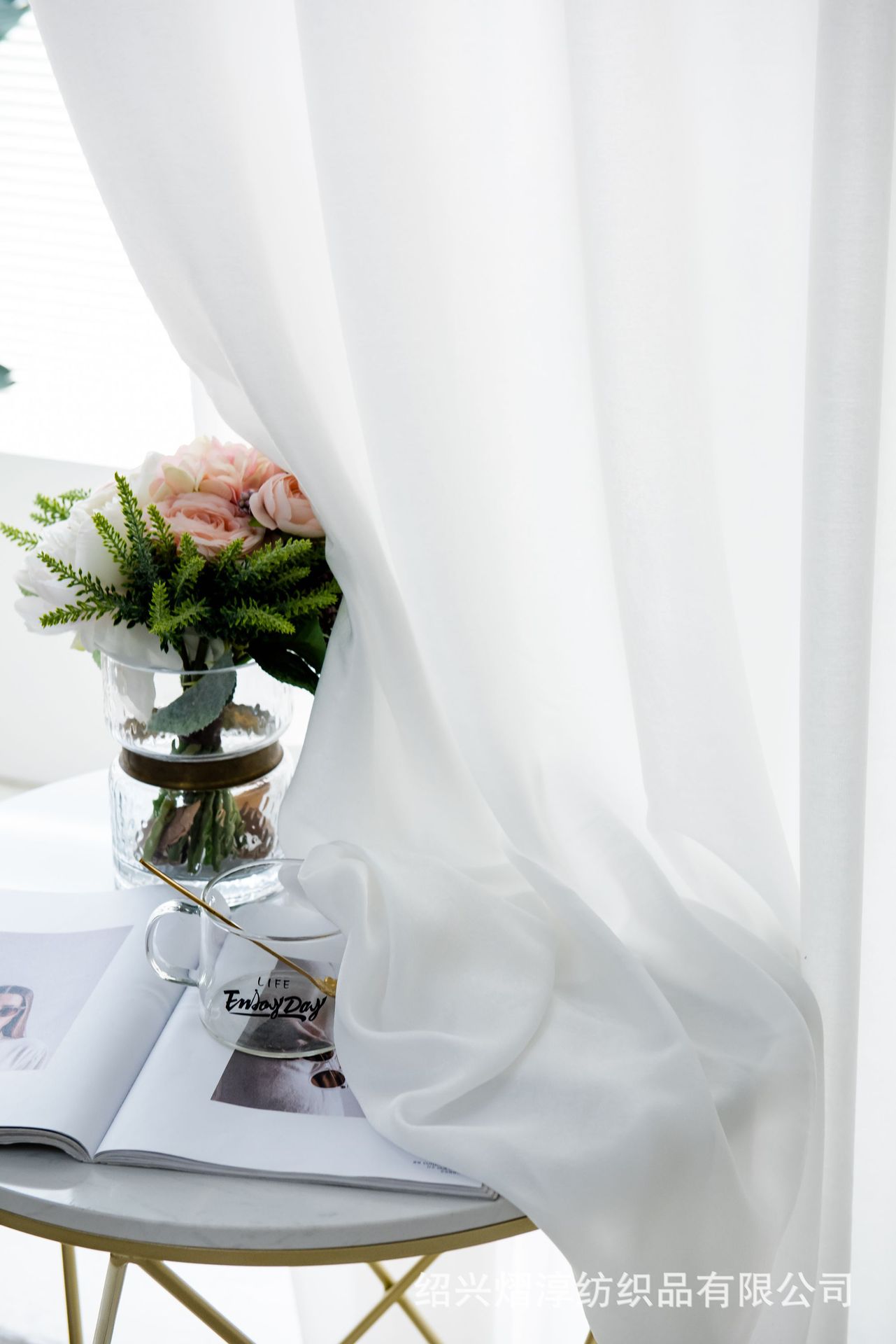 透光不透人天丝绒窗纱加厚雪纺纱天丝绸柔软亲肤窗帘布纱帘半遮光