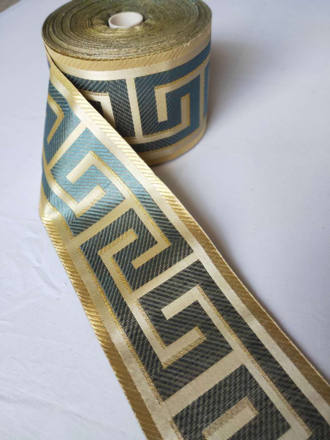 9厘米宽提花窗帘花边靠垫边织带长城纹窗帘靠垫移门服装花边