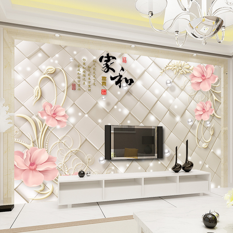 5d电视背景墙壁纸客厅简约3d立体墙纸现代卧室无缝8d珍珠墙布壁画