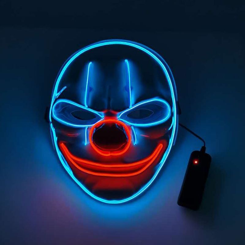 跨境joker小丑led发光面具万圣节荧光表演出鬼脸面罩cos抖音同款