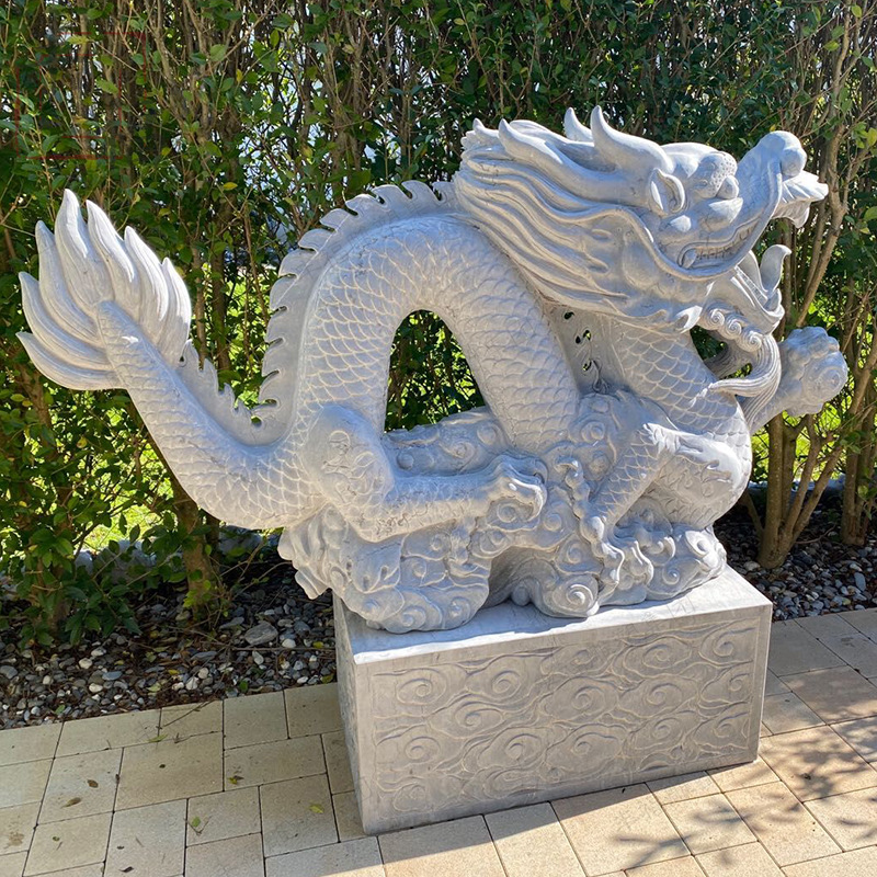 供应大理石动物雕塑可定制十二生肖石雕龙雕塑大型公园景观摆件