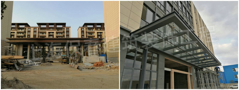 上海铝板雨棚 钢结构景观篷 钢结构 玻璃房 铝板雨棚