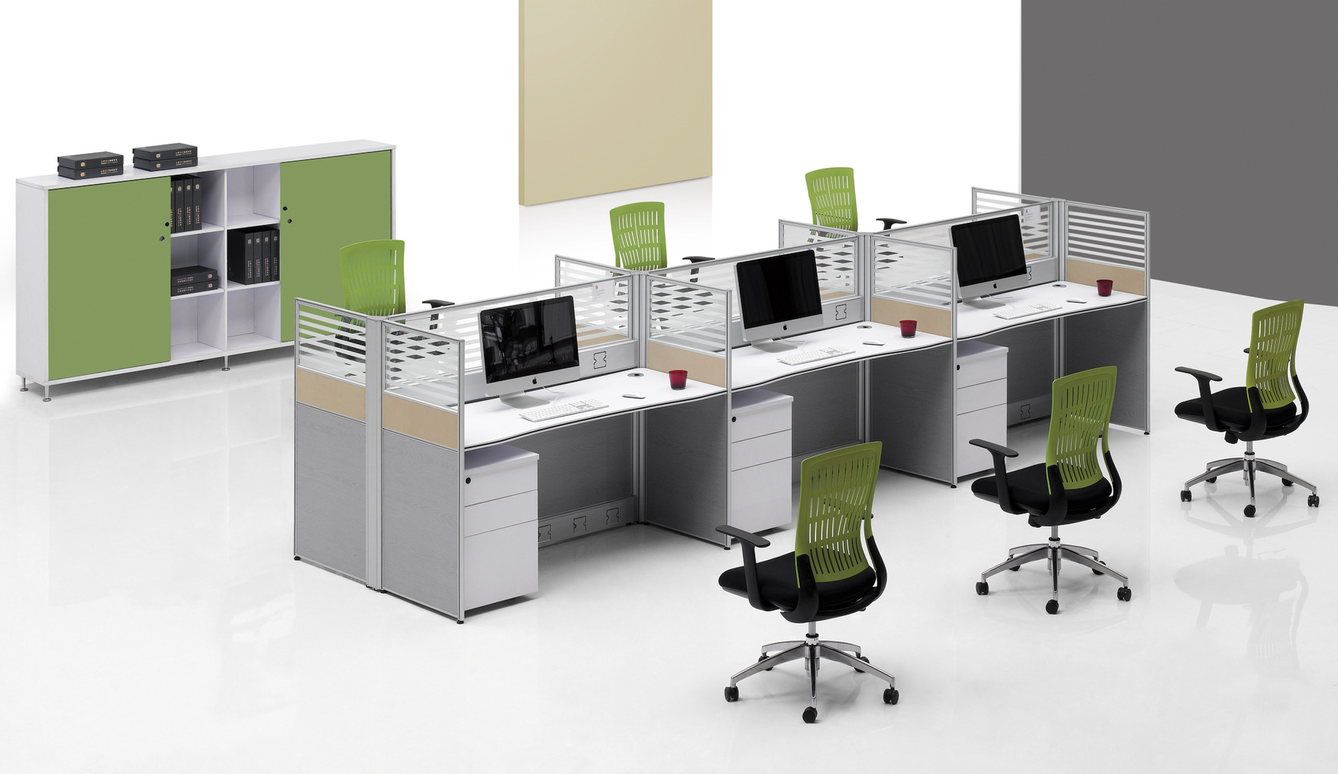 定制六人位现代风格组合式员工卡座职员位卡位宁波定制办公家具