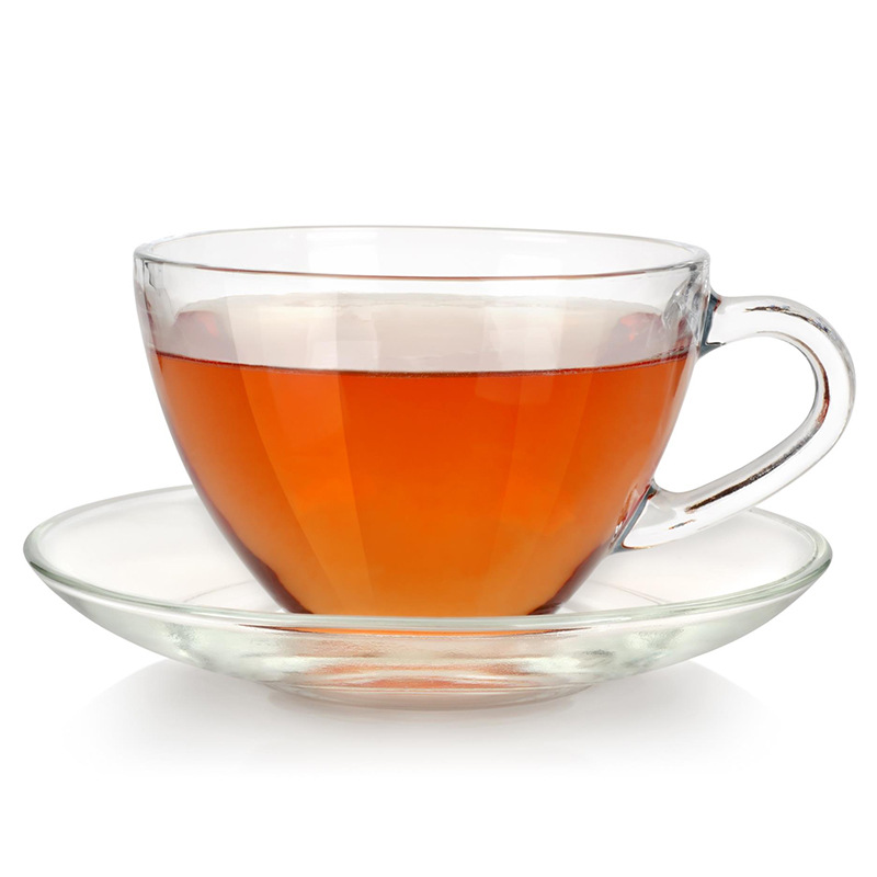 定制款 美式简约透明玻璃咖啡杯碟套装 红茶杯土耳其欧式风情