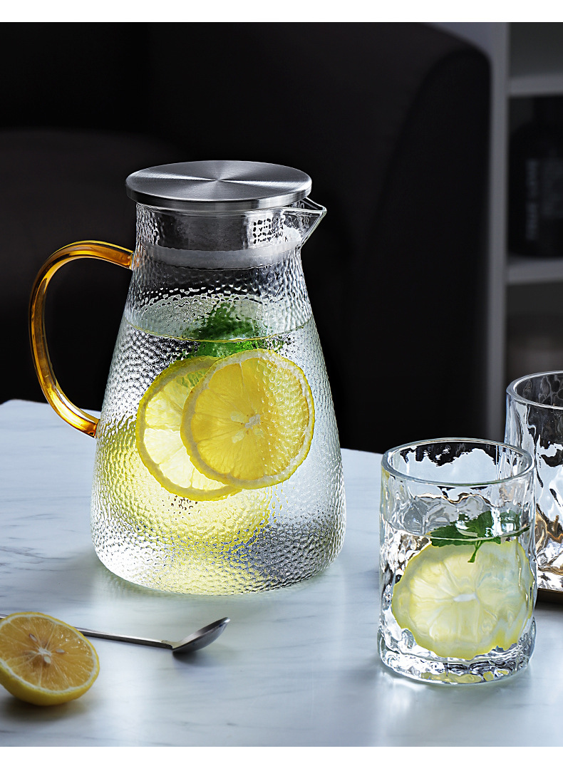 锤纹玻璃冷水壶套装家用大容量凉水杯高硼硅玻璃耐高温防爆凉水壶