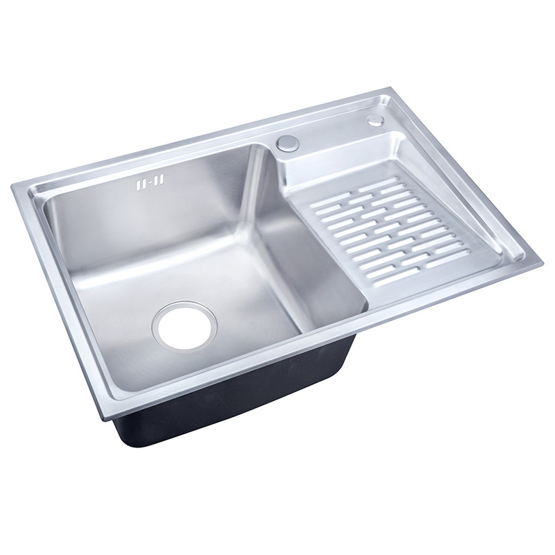 新款304不锈钢一体拉伸带搓衣板水槽洗衣盆左右搓衣板可选择6845