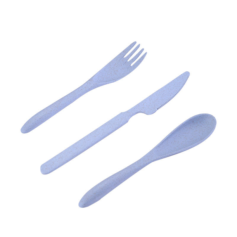 Wheat Straw Tableware Knife, Fork and Spoon Set Outdoor Chopsticks Spoon Set Tableware Box Set Portable Tableware