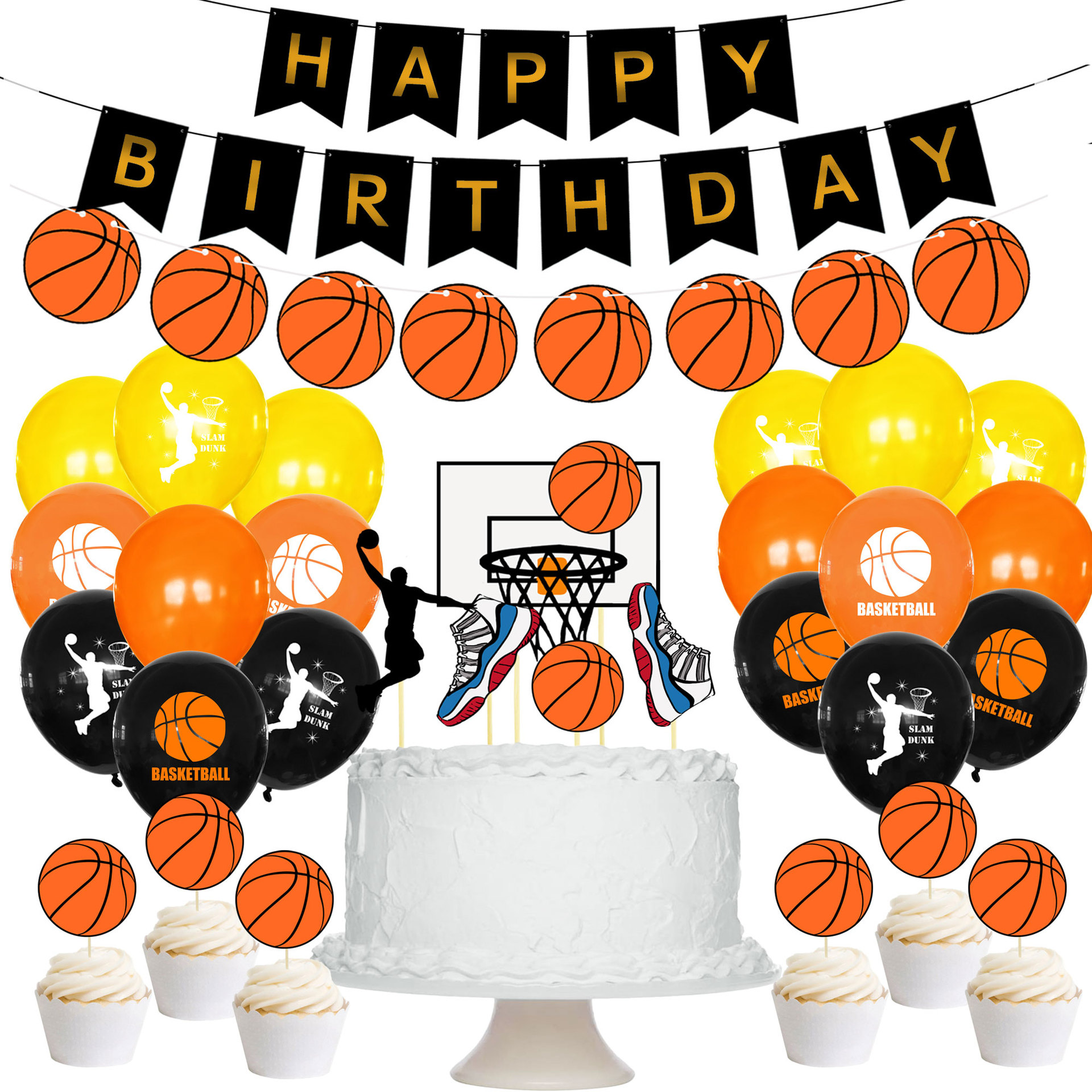 Original Basketball Theme Party Decoration NBA Basketball Birthday Balloon Commemorative Lakers Kobe 24 Party Layout