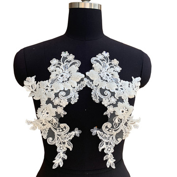 钉珠车骨对花新娘婚纱礼服钉珠蕾丝花贴diy头饰摄影刺绣蕾丝辅料